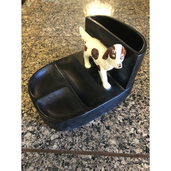 Vintage Ceramic Cocker Spaniel Hunter's Men’s Dresser Caddy Cuff Links Tie Bars - Picture 4 of 10